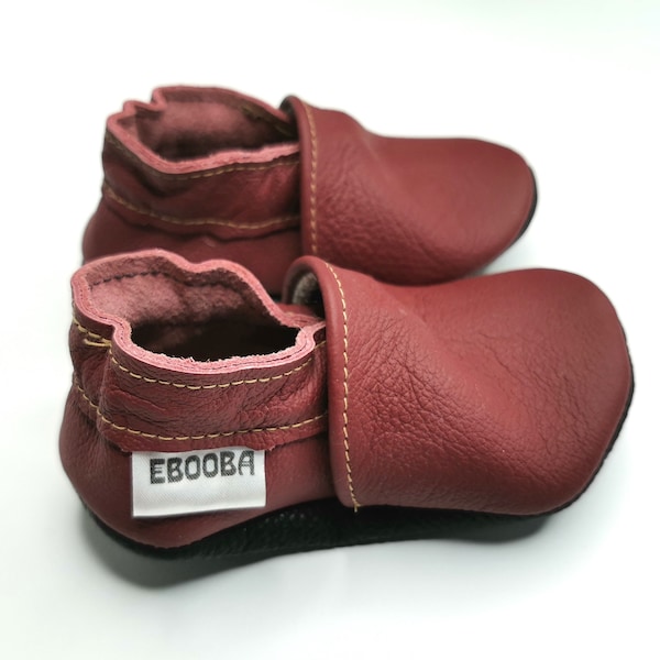 Chaussons bebe, chaussures vineux 4-5 ans, chaussons bordo, ebooba OT-11-M-M-3