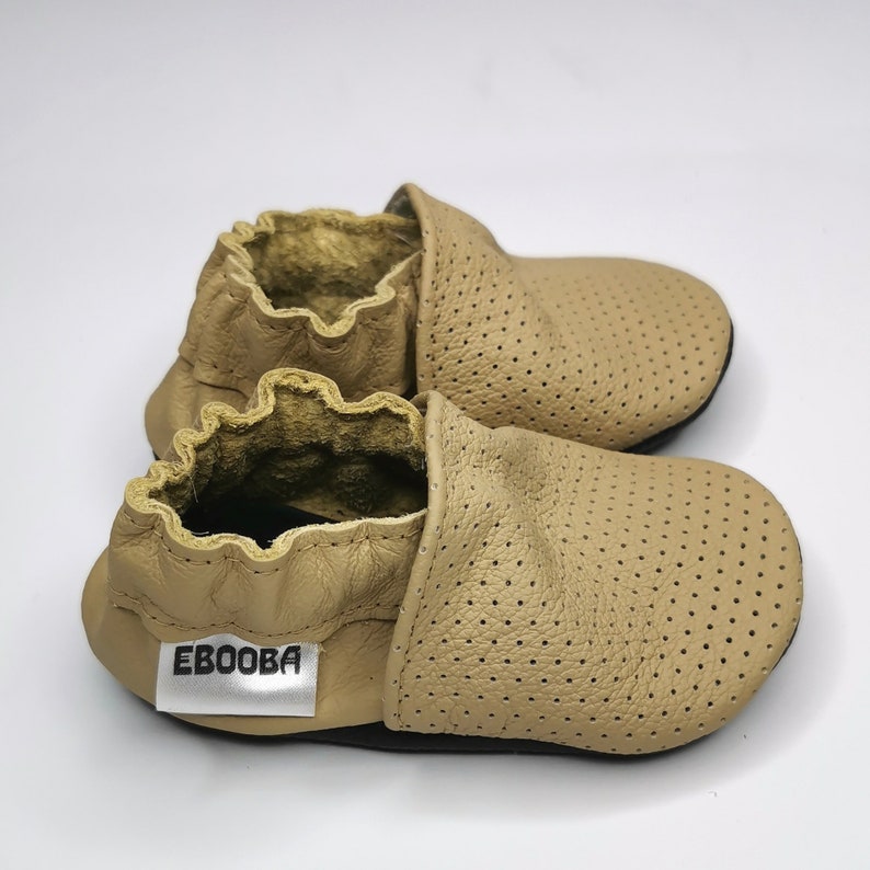 Soft Sole Leather Baby Shoes/infant Handmade Brown Beige Moccasins/girl ...