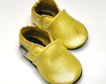 Baby Shoes Yellow Leather, Baby Soft Bootie, Baby Girl Shoe, Toddler Moccasins, Baby Slippers, Toddler Leather Booties, 6