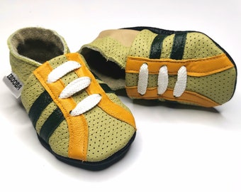 Olive Baby Sneakers, Baby Shoes, Soft Sole Leather Slippers, Colored Sneackers, Sport Moccasins, Kids' Slippers, Sport Baby Shoes, Ebooba, 3