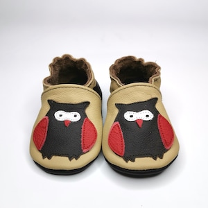 zachte tong babyschoentjes uil beige  12-18m ebooba OW-8-BE-M-3