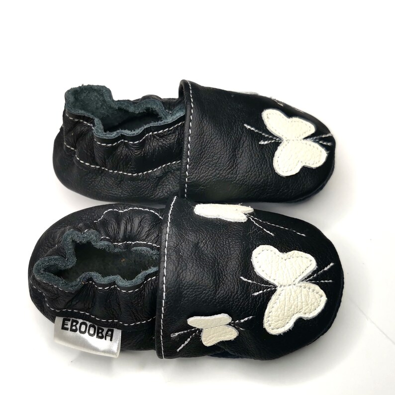 Leather Baby Shoes Crib Shoes Black Baby Shoes Ebooba Etsy