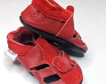 chaussons chaussures bébé sandale rouge avec fleur 2-3 ans, ebooba