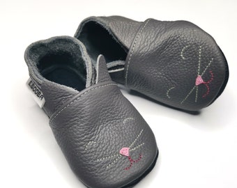 Chaussons bebe, chaussures gris foncé chat,  18-24 mois bebe chaussures, ebooba