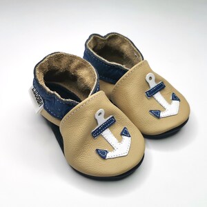 Chaussons bebe chaussures bleu beige blanche ancre   18-24m ebooba 58-4