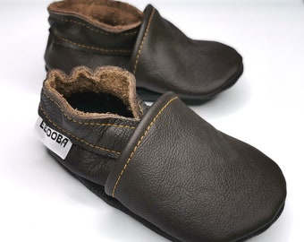 Chocolate Baby Shoes, Dark Brown Slippers, Baby Booties, Kids&#39; Shoes, Baby Boy Shoes, Soft sole baby shoes, Krabbelschuhe, Ebooba, 5