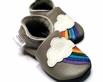 Toddler Shoes, Rainbow Baby Slippers, Leather Infant Booties, Girls' Boys' Kids Shoes, Moccasins