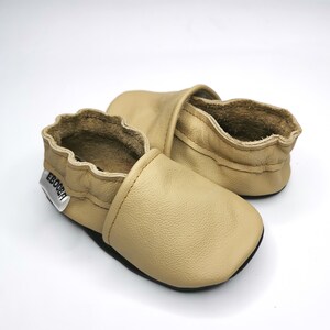 Beige Baby Shoes, Baby Girl Shoe, Leather Baby Shoes, Basic Baby Shoes, Crib Baby Shoes, Baby Birthday Gift, Boys&#39; Shoes, Ebooba, 3