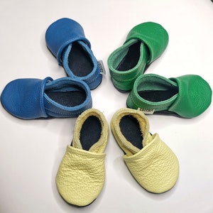 Blue Leather Baby Shoes, Baby Soft Sole Bootie, Baby Girl Shoe, Blue Kids Moccasins, Baby Boy Slippers, Infant Leather Shoes, First Shoes, 3