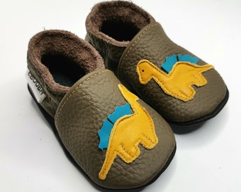 Babyschuhe Krabbelschuhe 0-6 monate, Lederschuhe 16/17/18, Dinosaurier  ebooba
