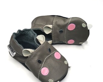 Gray Hippopotamus Baby Shoes, Kids' Shoes, Toddler Slippers, Soft Sole Booties, Animals Baby Shoes, Gray Moccasins, Krabbelschuhe, Ebooba, 5