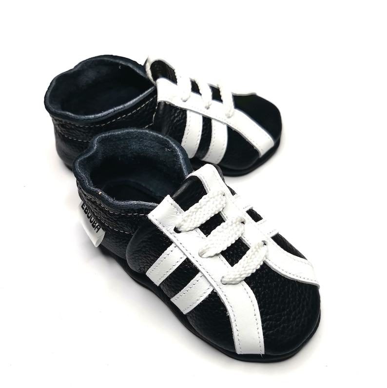 Boys Baby Sport, White Sneakers, Ebooba, Baby Boy's Booties, Infant Shoes, Sport Style Shoes, Soft Bottom Baby, Sport Slippers, 2 Black / White