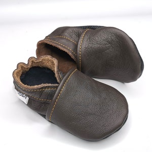 soft sole baby shoes leather infant kids boy dark brown 6 12 chaussons Krabbelschuhe Lederpuschen chaussures ebooba OT-13-DB-M-2