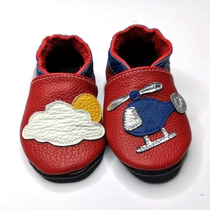 Helicopter Booties, Baby Leather Shoes, Baby Boys&#39; Shoes, Toddler Soft Shoes, Ebooba, Blue Baby Shoes, Transport Slippers, Soft Sole Shoe, 5
