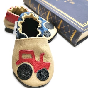 Traktory dziecięce buty - buciki dla chłopców - czerwone buty samochodowe - mokasyny dla małych dzieci - skórzane buty dziecięce - kapcie dla chłopców - buty dla noworodków, 7