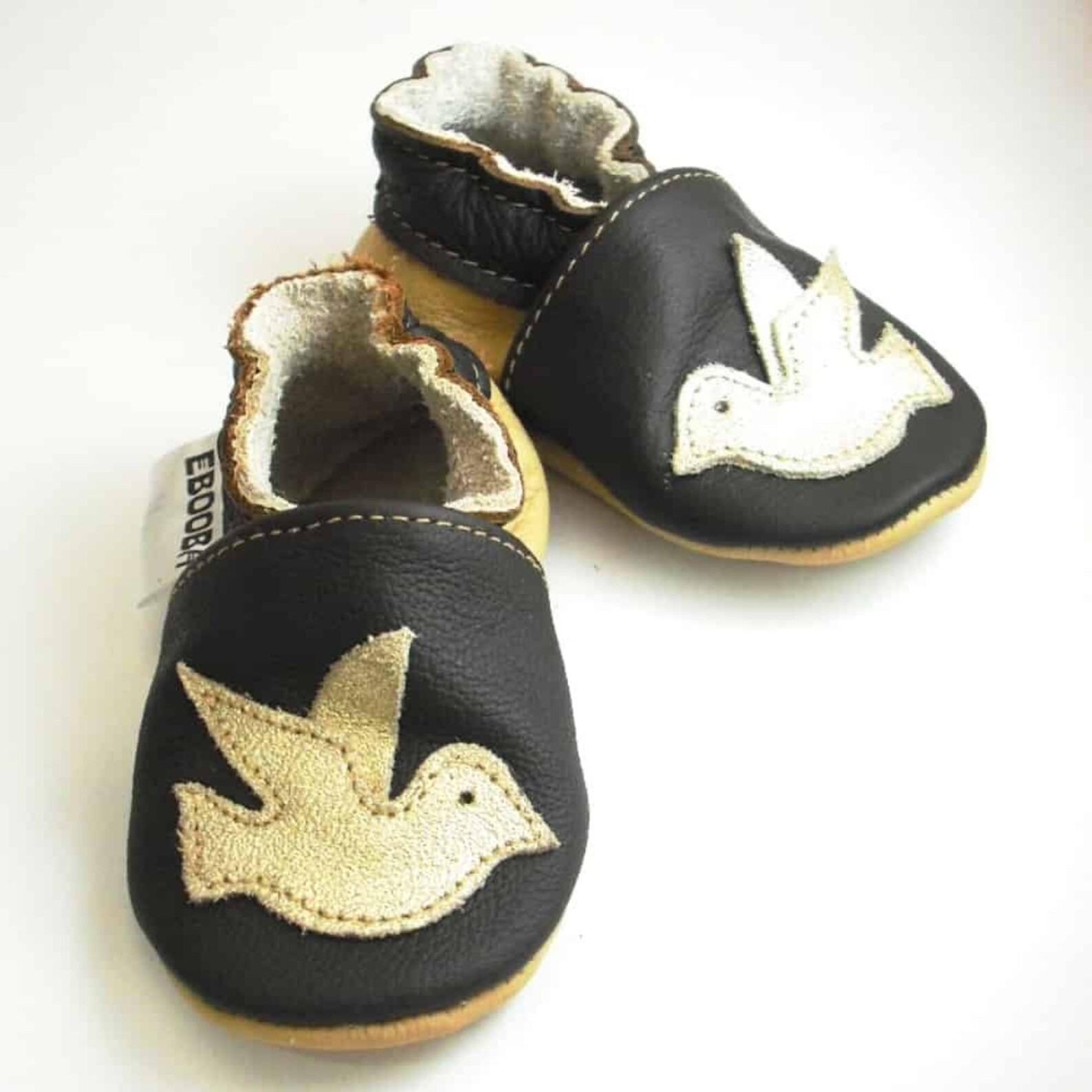 Black&Gold Baby Booties 06 Months Baby Shoes Leather Baby Etsy