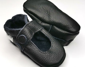 Mary Jane Baby Shoes, Black Moccasins, Leather Baby Shoes, Toddler Sandals, Ebooba, Infant Shoes, Girls' Shoes, Soft Sole Booties, 8