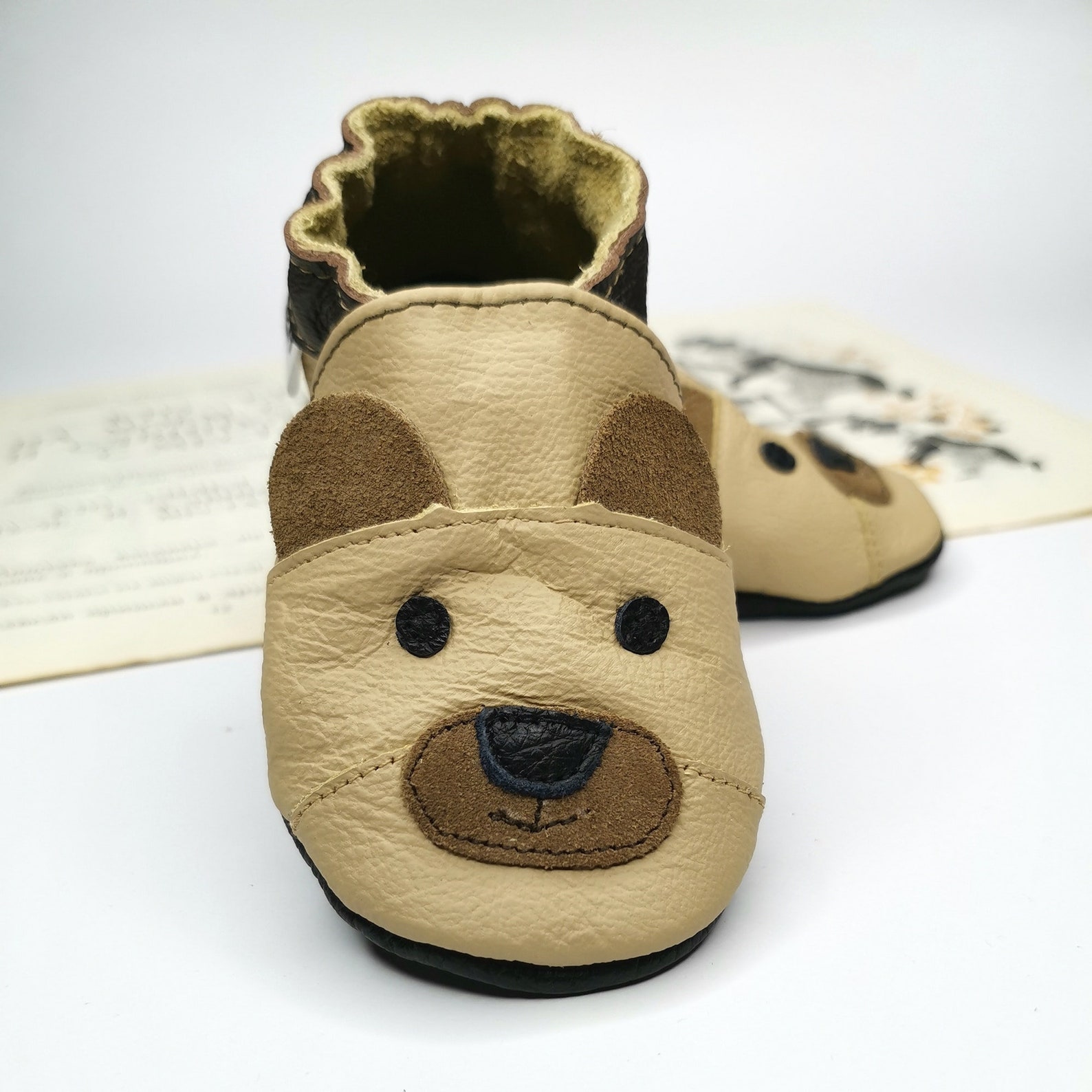 Teddy Bear Shoes Leather Baby Shoes Toddler Shoes Baby Etsy UK