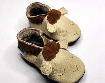 Lamb Baby Shoes, Unisex Baby Slippers, Leather Baby Booties, First Shoes, Leather Child Slippers, Baby Gift, Infant Shoes, Ebooba, 2