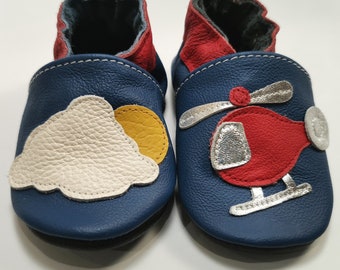 Helicopter Booties, Baby Leather Shoes, Baby Boys' Shoes, Toddler Soft Shoes, Ebooba, Blue Baby Shoes, Transport Slippers, Soft Sole Shoe, 5