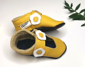 Baby Leather Sandals, Yellow Baby Sandals, Baby Moccasins, Soft Sole Baby Sandals, First Shoes, Baby Booties, Toddler Shoes, Baby Gift, 1