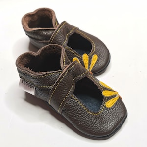 Dark Brown Boys&#39; Shoes, Leather Toddler Sandals, Boys&#39; Booties, Kids Shoes Soft Sole, Children Slippers, Krabbelschuhe, Shoes for Boy, 6