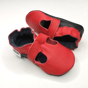 Leather Baby Shoes, Red Sandals Soft Sole, Baby Moccasins, Ebooba, Crib Baby Shoes, Boys&#39;, Toddler Shoes ,Girls&#39;, Kids Shoes, Newborn, 4
