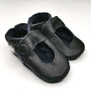 Mary Jane Baby Shoes, Baby Moccasins, Leather Baby Shoes, Ebooba, Infant Shoes, Girls&#39; Baby Shoes, Soft Sole Shoes, Black Baby Sandals, 5