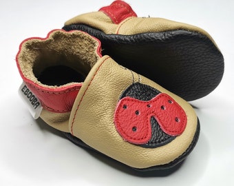 Prewalk Shoes Soft Sole Leather Baby Infant Kids Children Girl Ladybug Red 0-6M 
