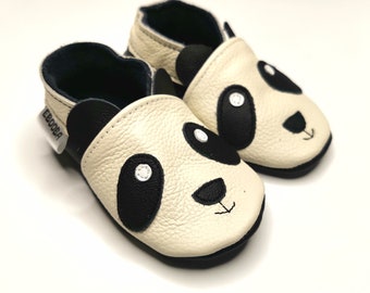 Bear Kids Moccasins, Toddler Shoes, Leather Baby Shoes, Unisex Shoes, Panda Slippers, Teddy Booties, Soft Sole Baby Shoes, Ebooba, 7