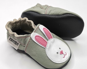 Rabbit Baby Shoes, Gray Baby Shoes, Kids' Shoes, Pink Girl Shoes, Soft Sole Shoes, Children Slippers, Baby Leather Booties, Bunny, 4