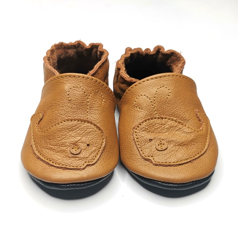 pattini di bambino 21/22, scarpe marroni suola morbida balena 12-18 mesi, ebooba Brown Whale