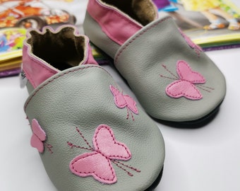 Soft Sole Leather Baby Shoes, Toddler Shoes, Non-Slip Indoor Slippers, Pram Shoes, Crib Booties, Girl Pink Shoes Up To 48 Months, Ebooba