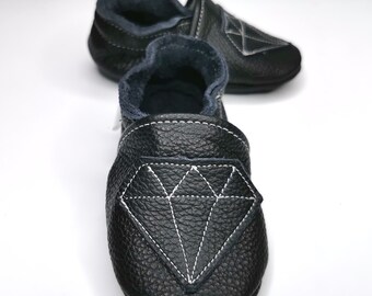 zachte tong babyschoentjes diamant zwart  0 6 ebooba 76-1
