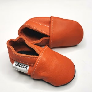 Orange baby shoes Leather soft sole, Baby girl shoes, Baby boy shoes, Baby moccasins, Newborn shower gift Unisex, Infant shoes, 2