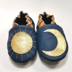 Kids' Shoes, Leather Toddler Shoes, Blue Baby Slippers, Soft Sole Baby Shoes, Sun Slippers, Baby Moccs, Rainbow Shoes, Moon Booties, 5
