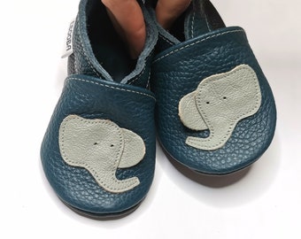 los zapatos de bebe unicos suaves gris azul olifant 0 6  ebooba EL-31-BL-M-1