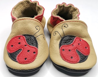 Leather Baby Shoes, Ebooba, Baby Booties, Soft Sole Shoes, Baby Moccasins, Crib Shoes, Girls' Shoes, Butterflies Slippers, Ladybug Shoes, 8