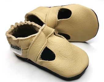 Baby Shoes, Leather Baby Sandals, Baby Moccasins, Ebooba, Toddler Shoes, Unisex Baby Sandals, Soft Sole Baby Shoes, Beige Baby Sandals, 7