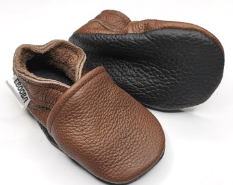 Dark Brown Baby Shoes, Leather Baby Moccasins, Baby Shoes, Ebooba, Unisex Baby Shoes, Baby Booties, Basic Baby Shoes, Chaussures Bebe, 3