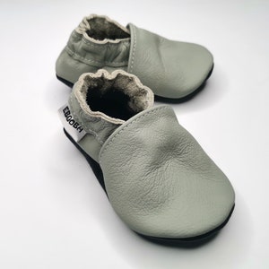 Gray Baby Shoes, Ebooba, Leather Baby Shoes, Baby Moccasins Gray, Baby Booties, Soft Sole Kids Shoes, Birthday Shoes, 4 image 3