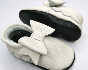 White Girl Moccasins, Leather Baby Moccasins, Ebooba, Girls Slippers, Party Shoes, White Baby Shoes, Girls' Shoes, Kids Shoes, Gift, 7