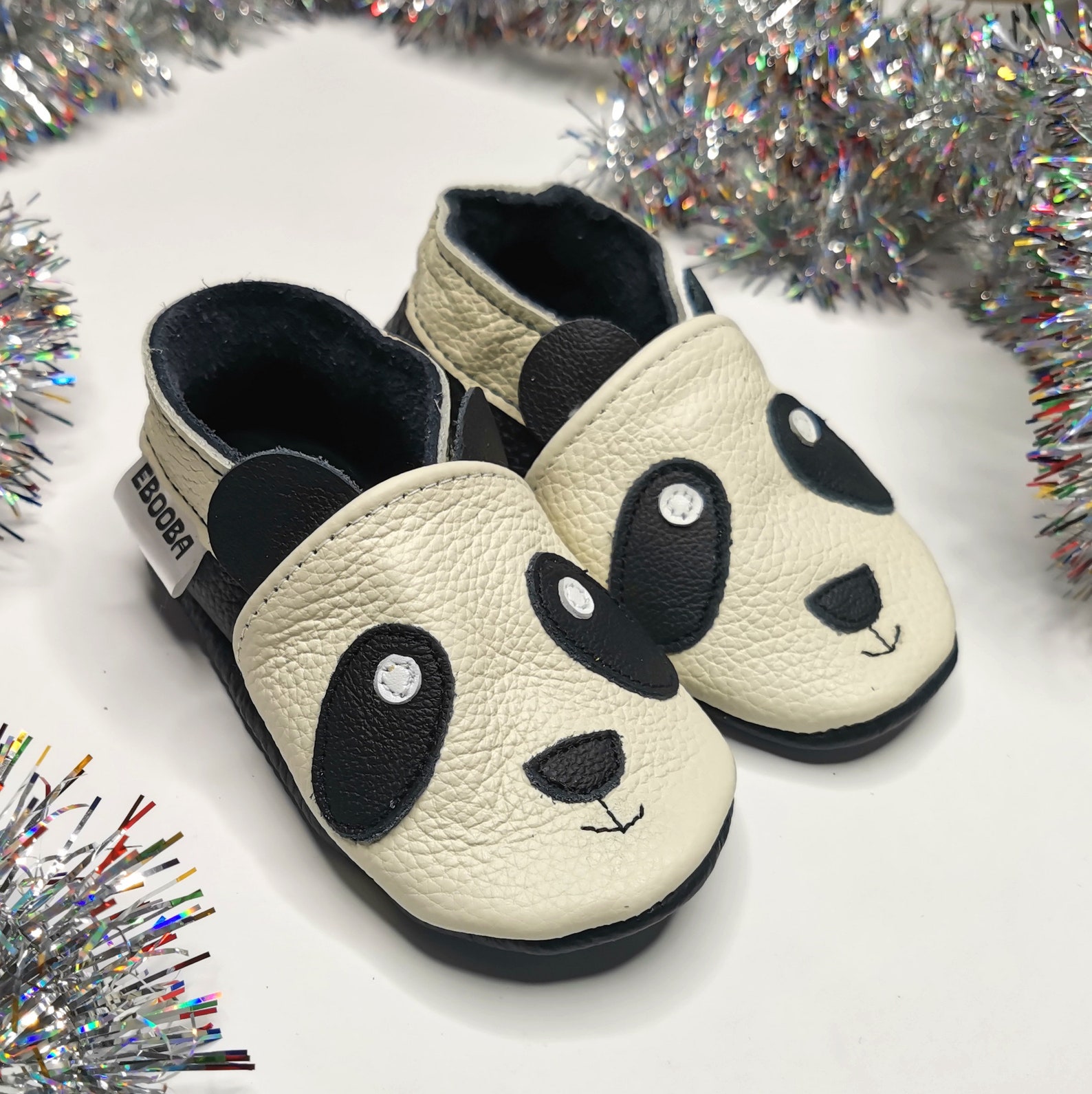 Black N White Cute Panda Baby Shoes