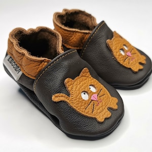 Cat Baby Shoes, Leather baby slippers, Toddler Shoes, Soft sole baby shoes, Kids Shoes, Baby boy shoes, Crib Shoes, Krabbelschuhe