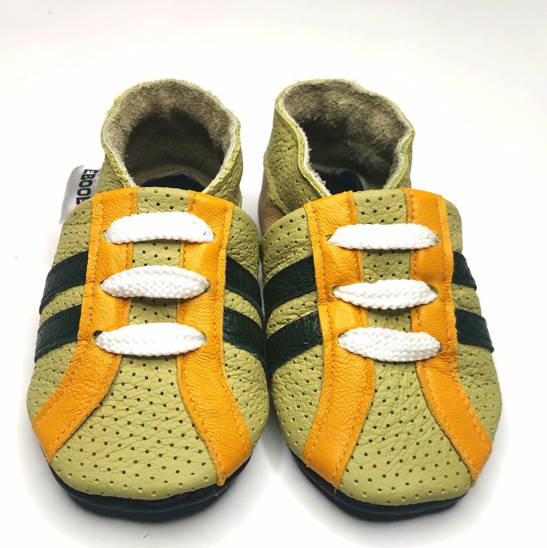 Black&orange Baby Shoes, Baby Sneakers, Leather Baby Shoes, Soft Sole ...