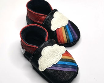 Chaussons noir avec arc-en-ciel, bébé chaussures 28/29 5-6 ans, ebooba