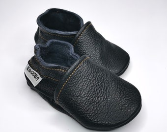 Baby Shoes, Baby Moccasins, Leather Baby Shoes, Ebooba, Soft Sole Baby Shoes, Crib Shoes, Boys&#39; Shoes, Girls&#39; Shoes, Black, 5