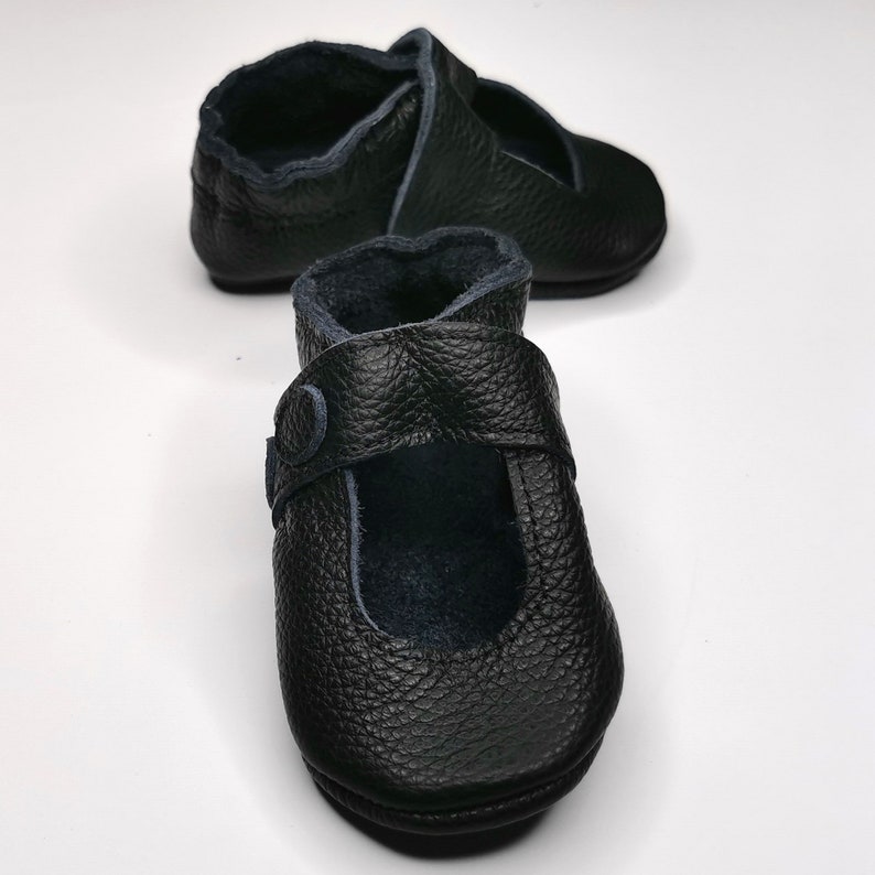 Black Baby Mary Jane Shoes Baby Moccasins Leather Baby Etsy