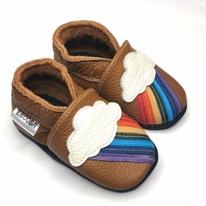 Baby Shoes Brown Leather,Baby Soft Sole Bootie,Baby Rainbow Shoe,Prewalker Shoes,Baby Slippers,Toddler Leather Shoes,First Shoes Nature, 4