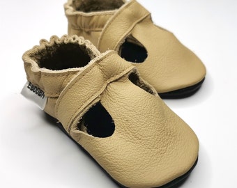 Baby shoes, Leather Baby sandals, Baby girl moccasins, Ebooba, Crib Baby Shoes, Soft Sole Baby Shoes, Beige Boy Sandals, 5